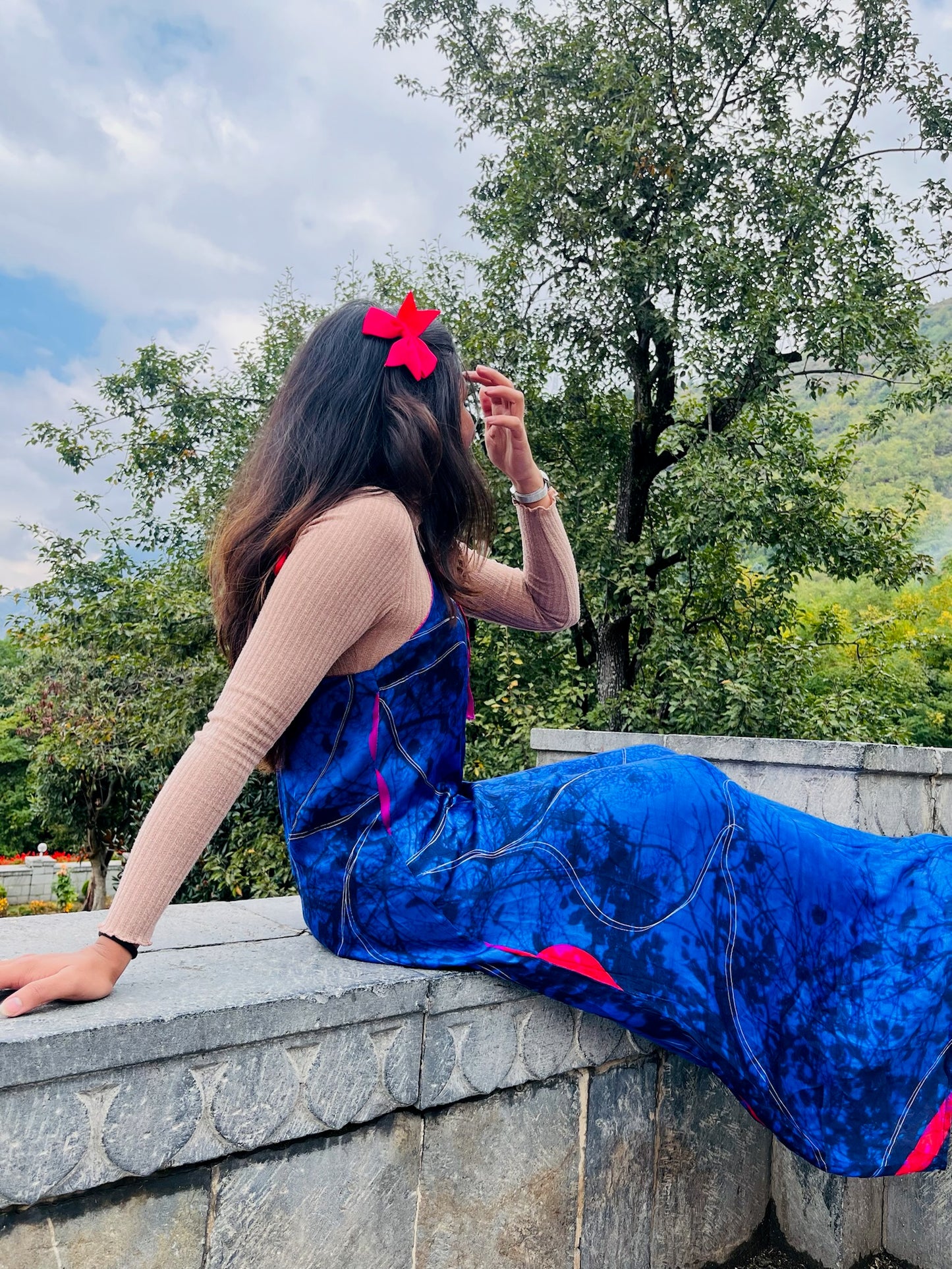 Blue Nights Tie-Up Maxi Dress