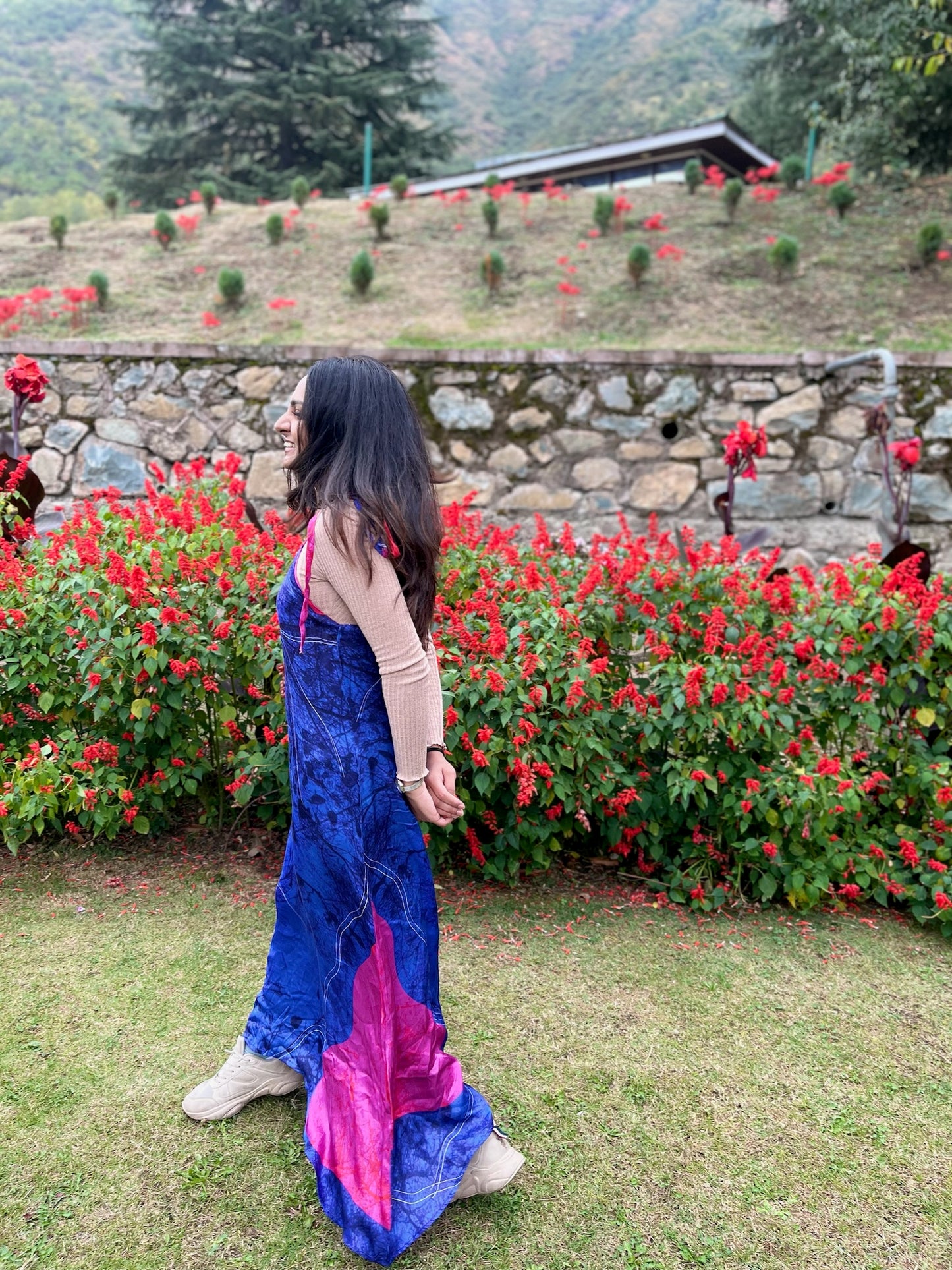 Blue Nights Tie-Up Maxi Dress