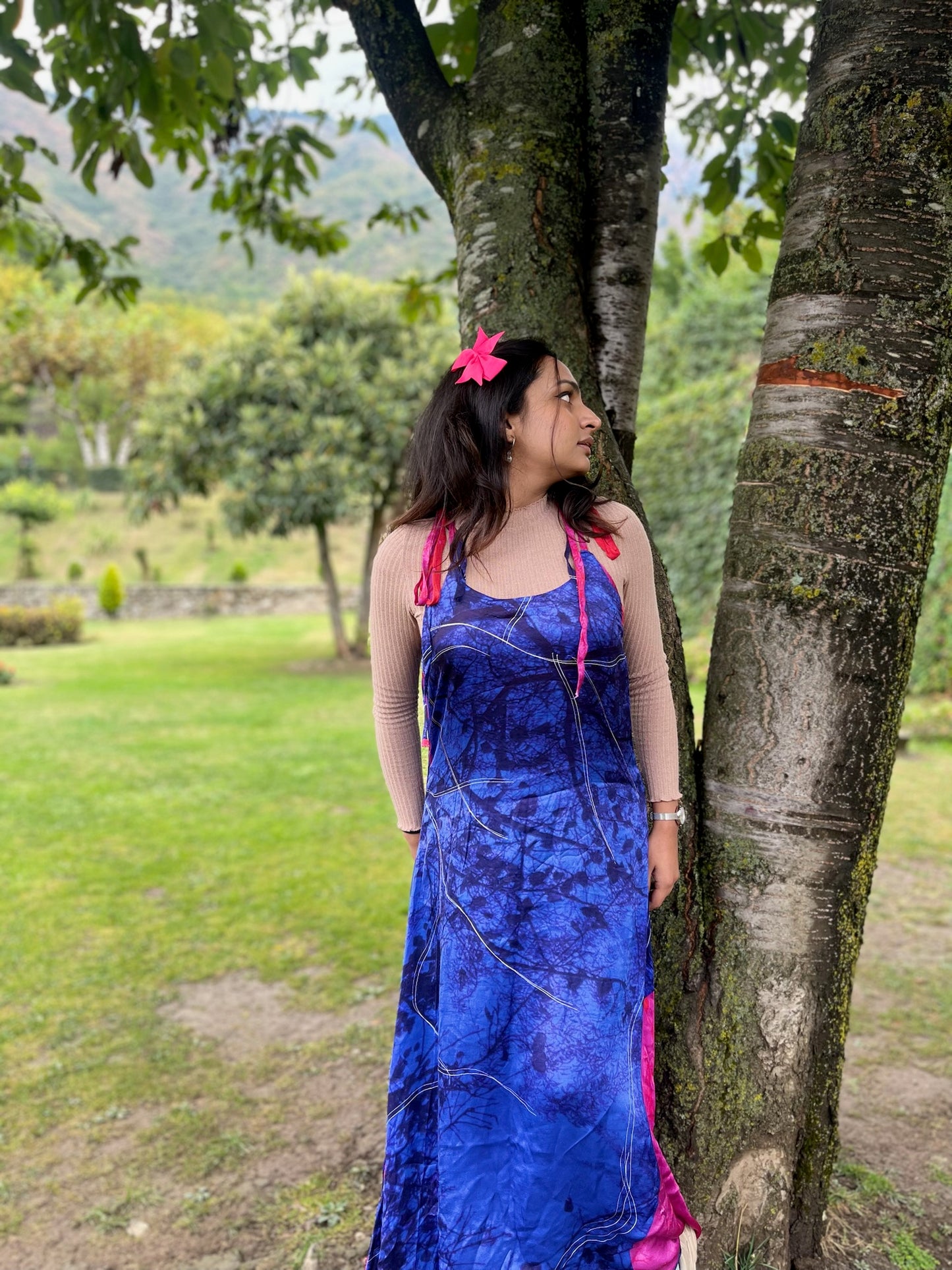 Blue Nights Tie-Up Maxi Dress