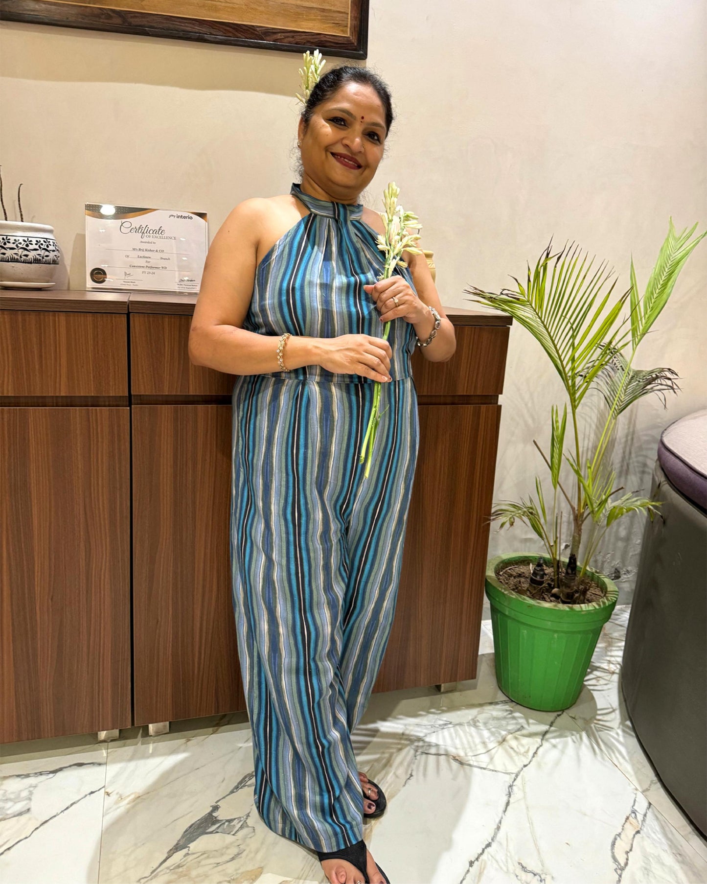 Endless Layers Jumpsuit with Pleat Neck Detailing